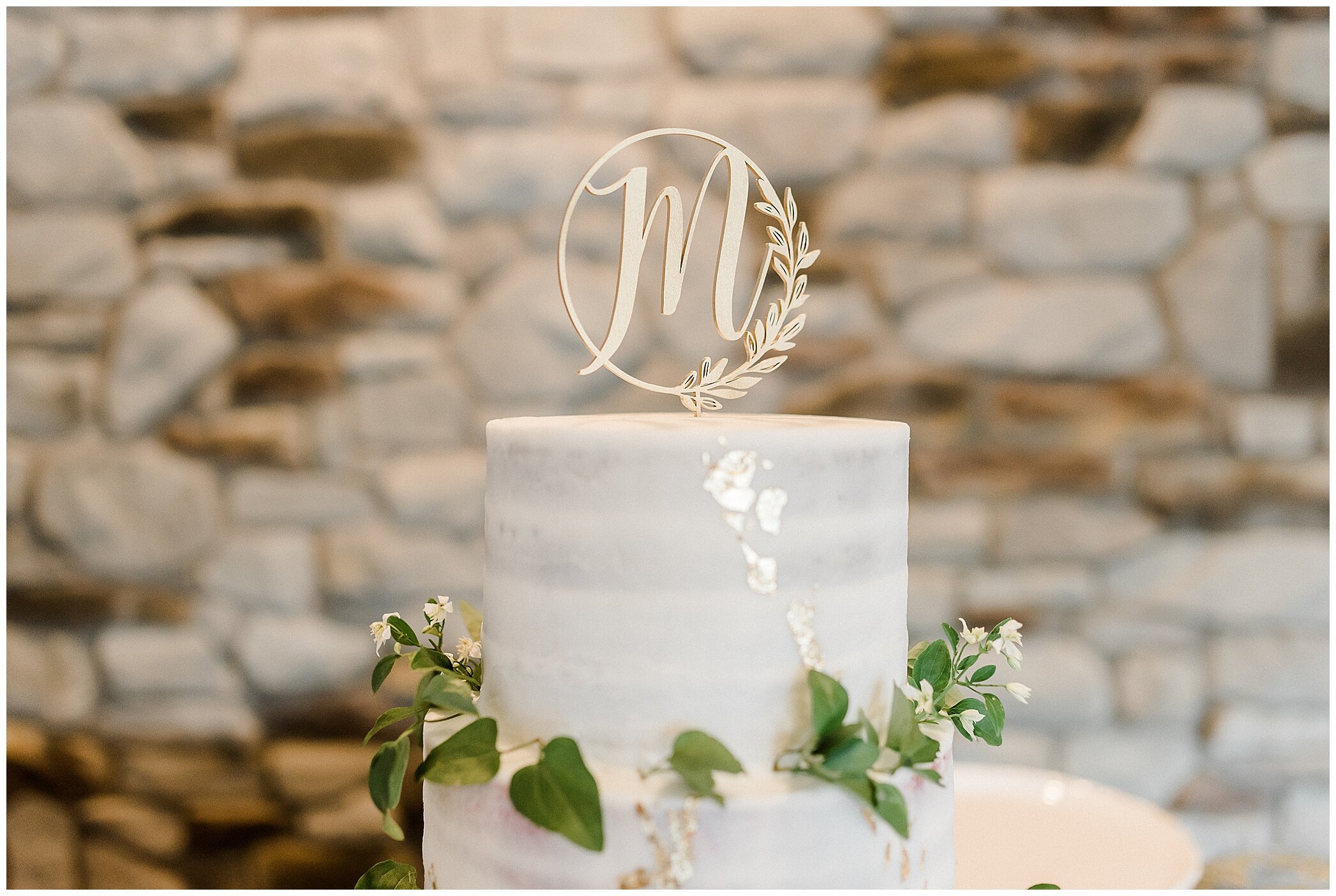 monogramed wedding cake topper at Granary at Valley Pike