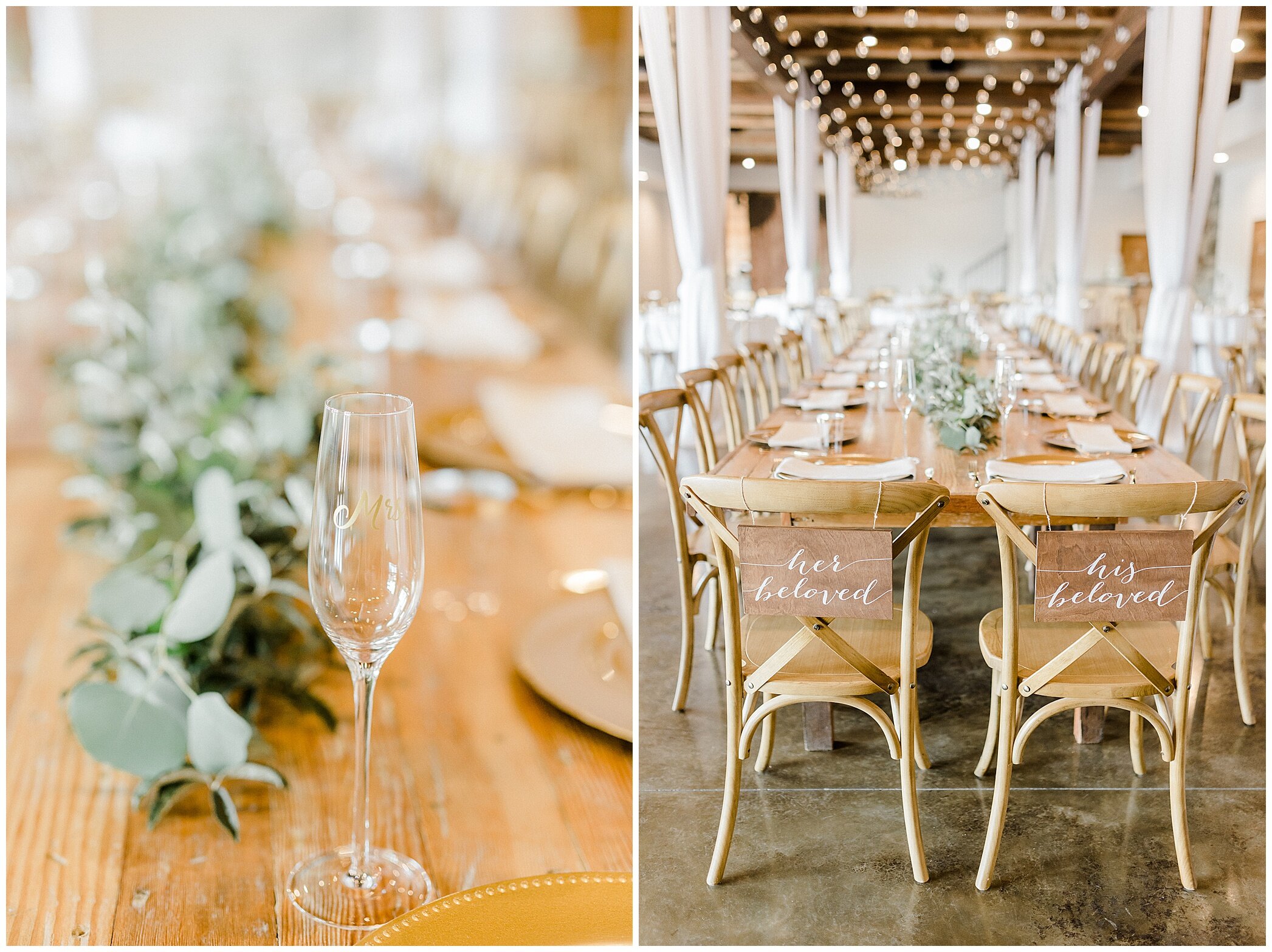 rustic wedding reception details at Granary at Valley Pike