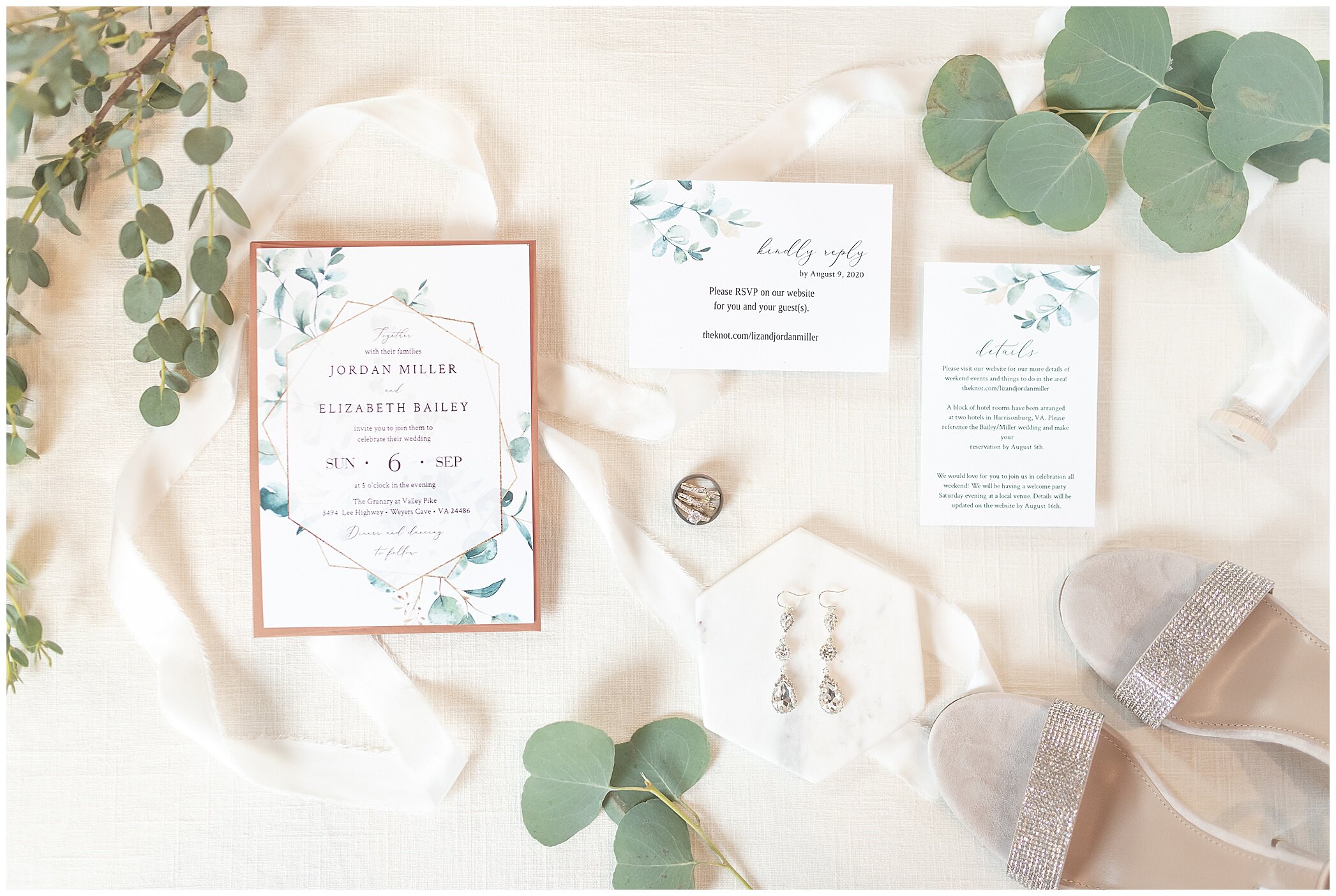 elegant invitation suite for Granary at Valley Pike wedding