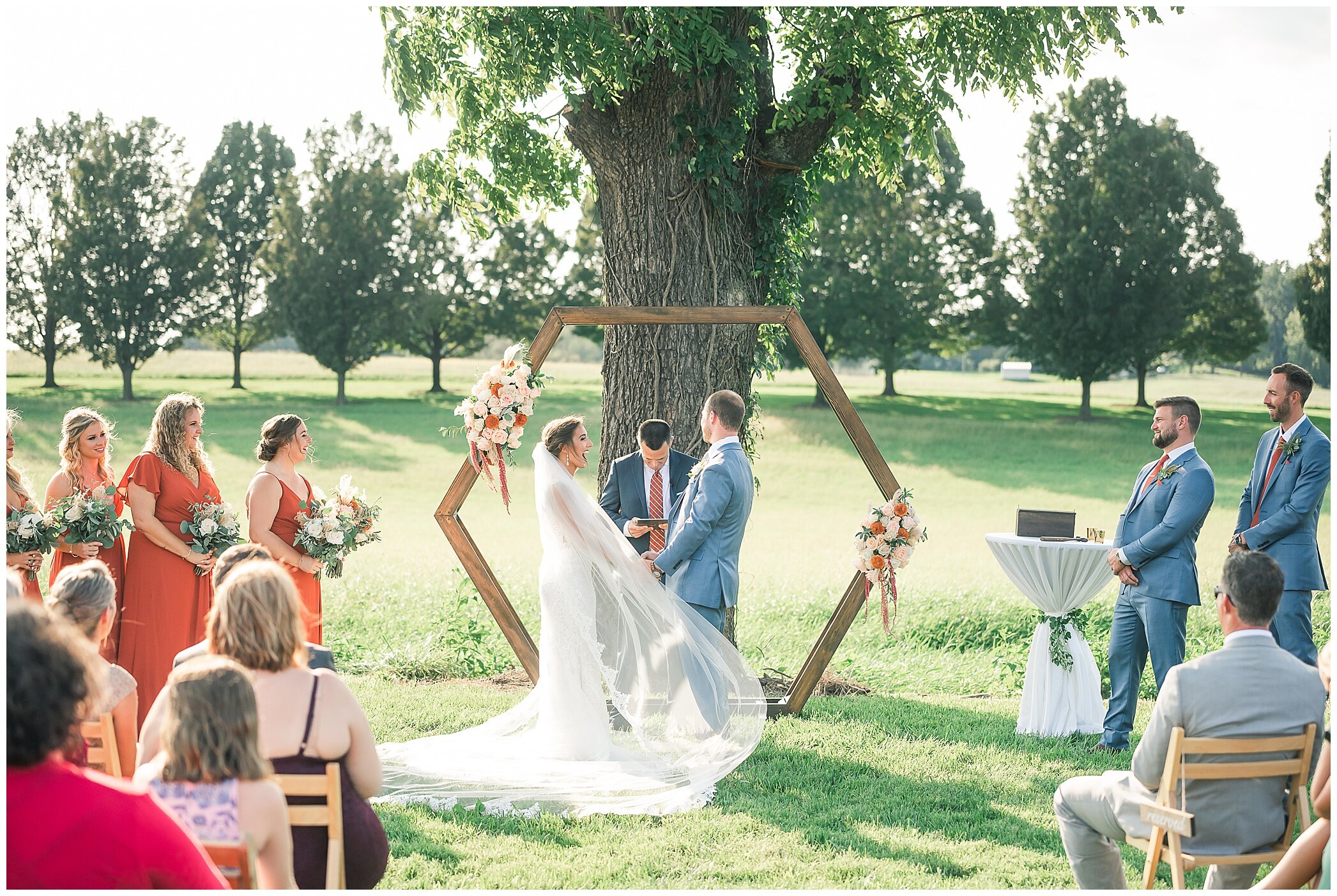 outdoor fall wedding ceremony at Granary at Valley Pike