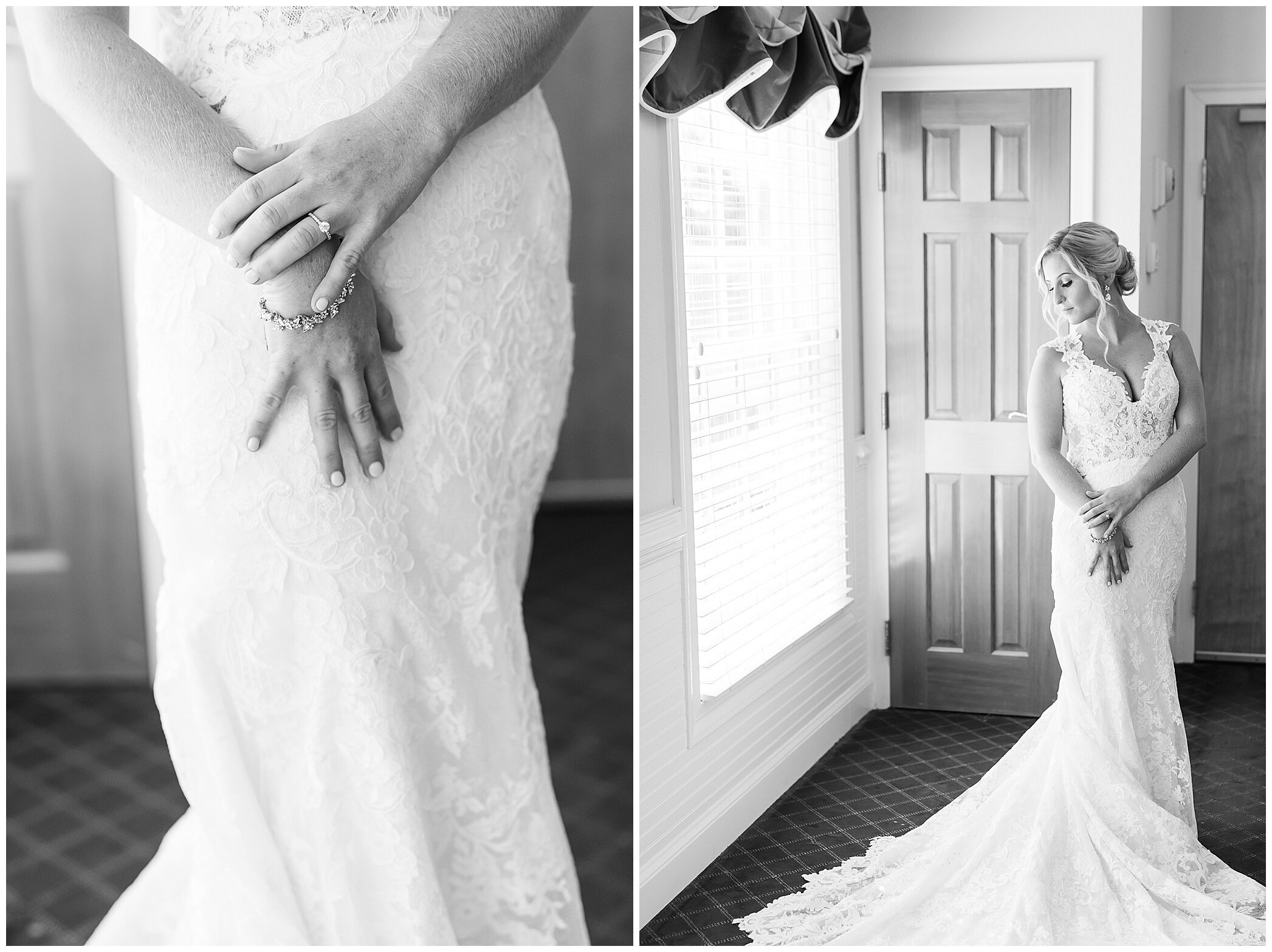 classic bridal portraits by window at Planter's Club