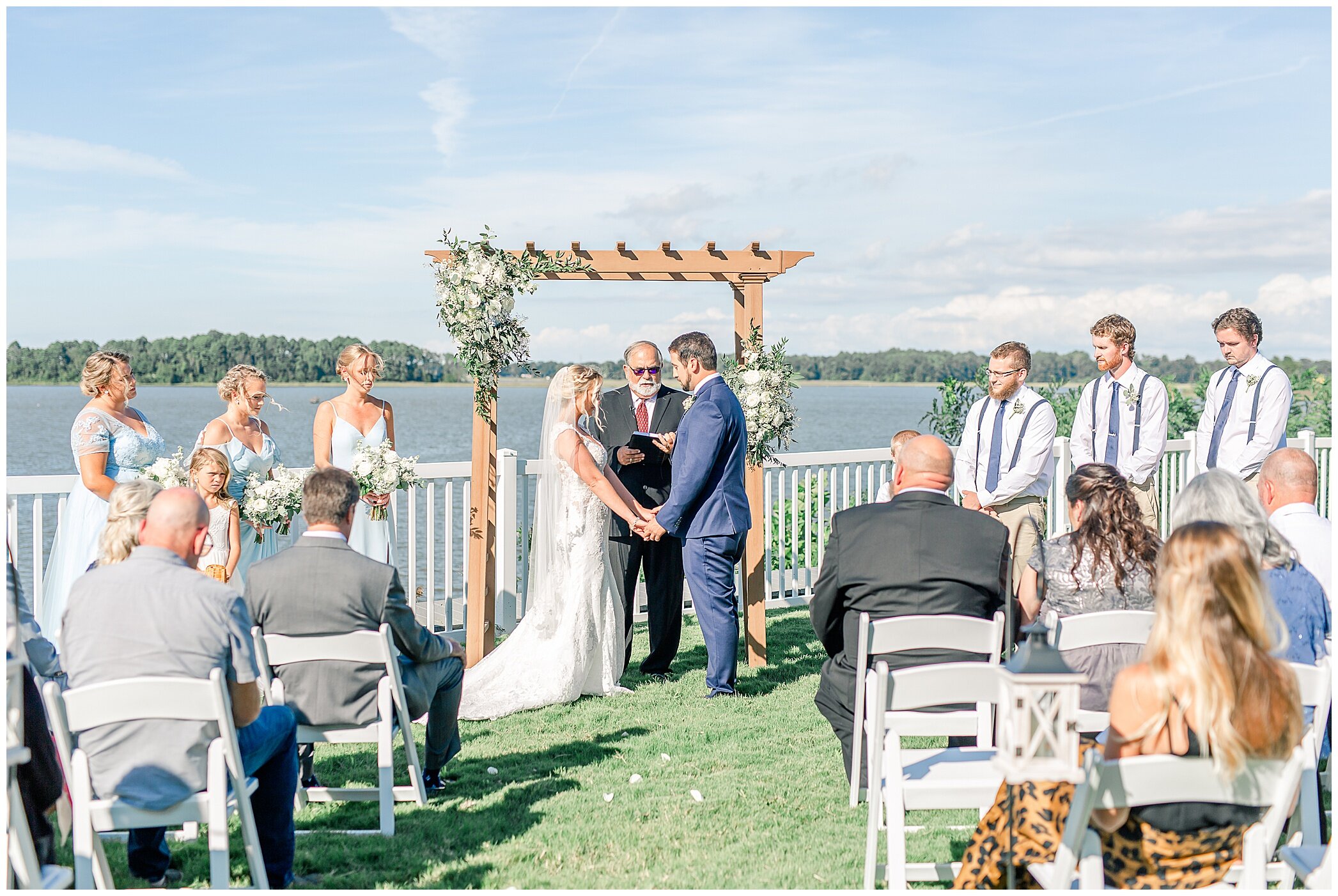 outdoor waterfront wedding ceremony at Planter's Club