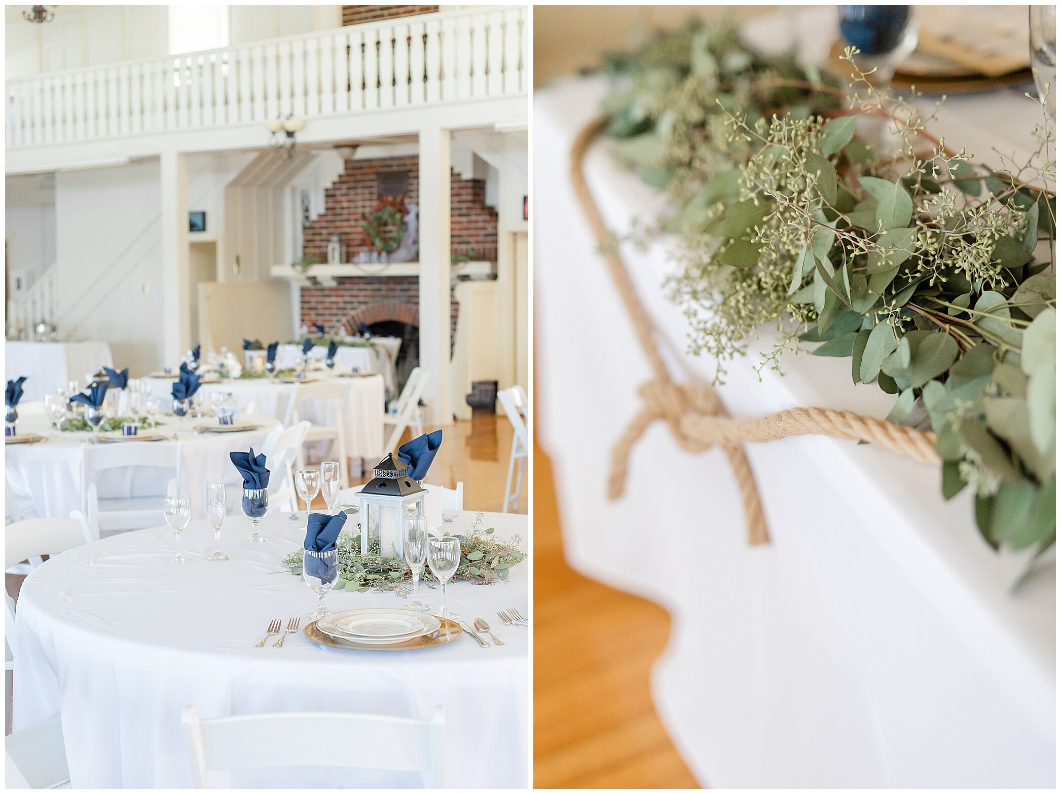 reception centerpieces with greenery at Planter's Club