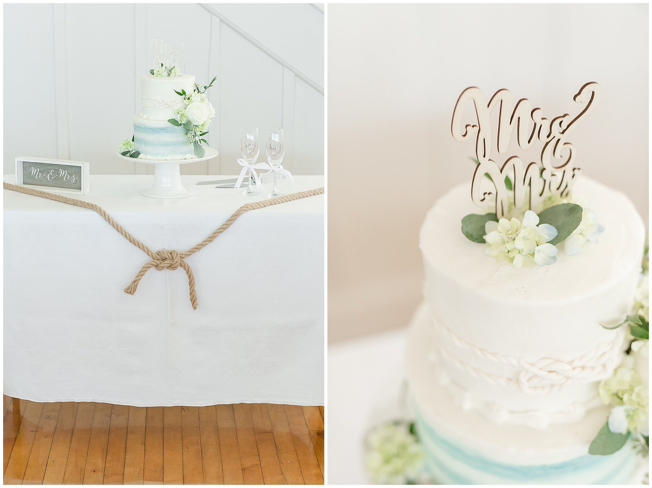 wedding cake with rope details at Planter's Club