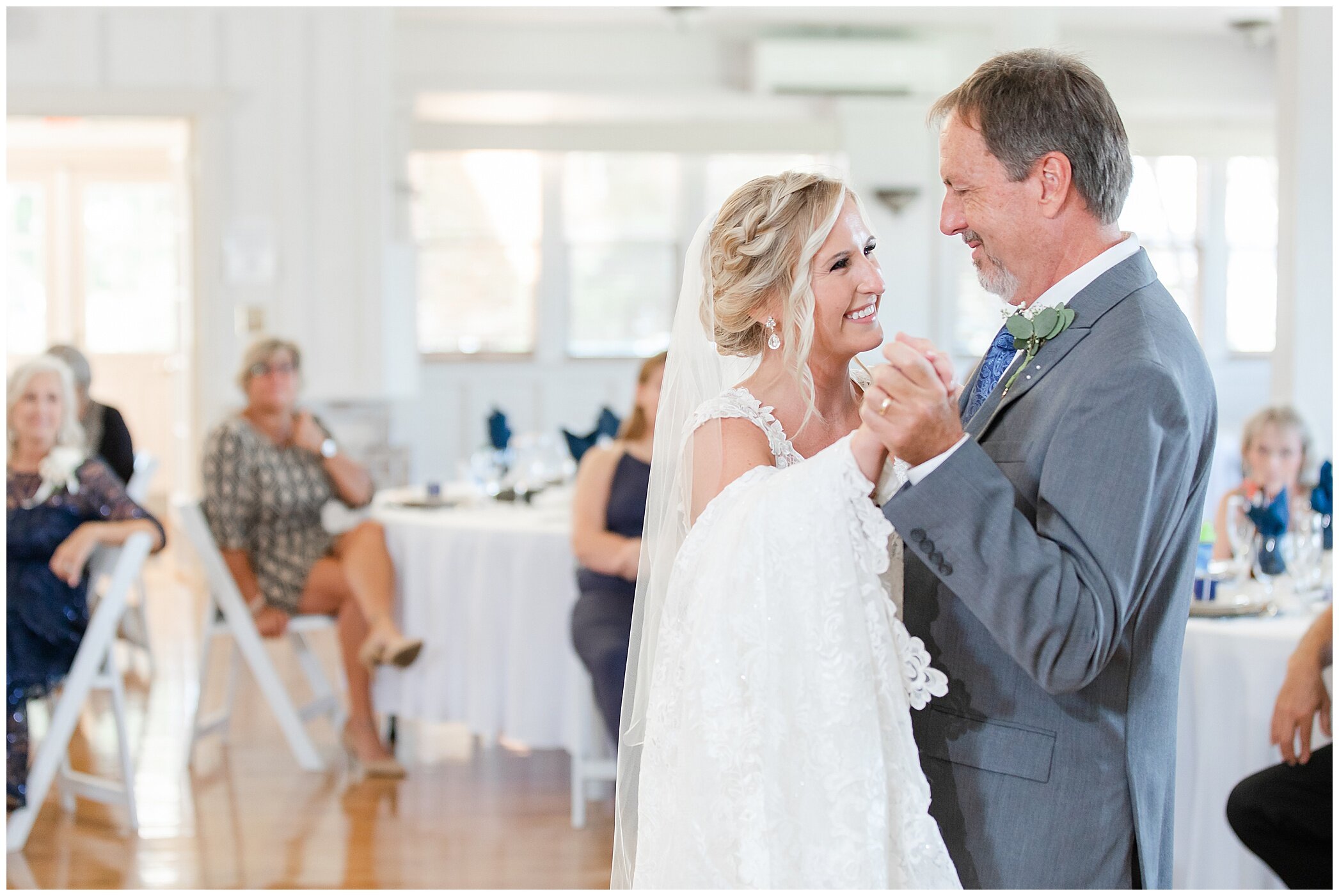 dad and bride dance during Planter's Club wedding reception