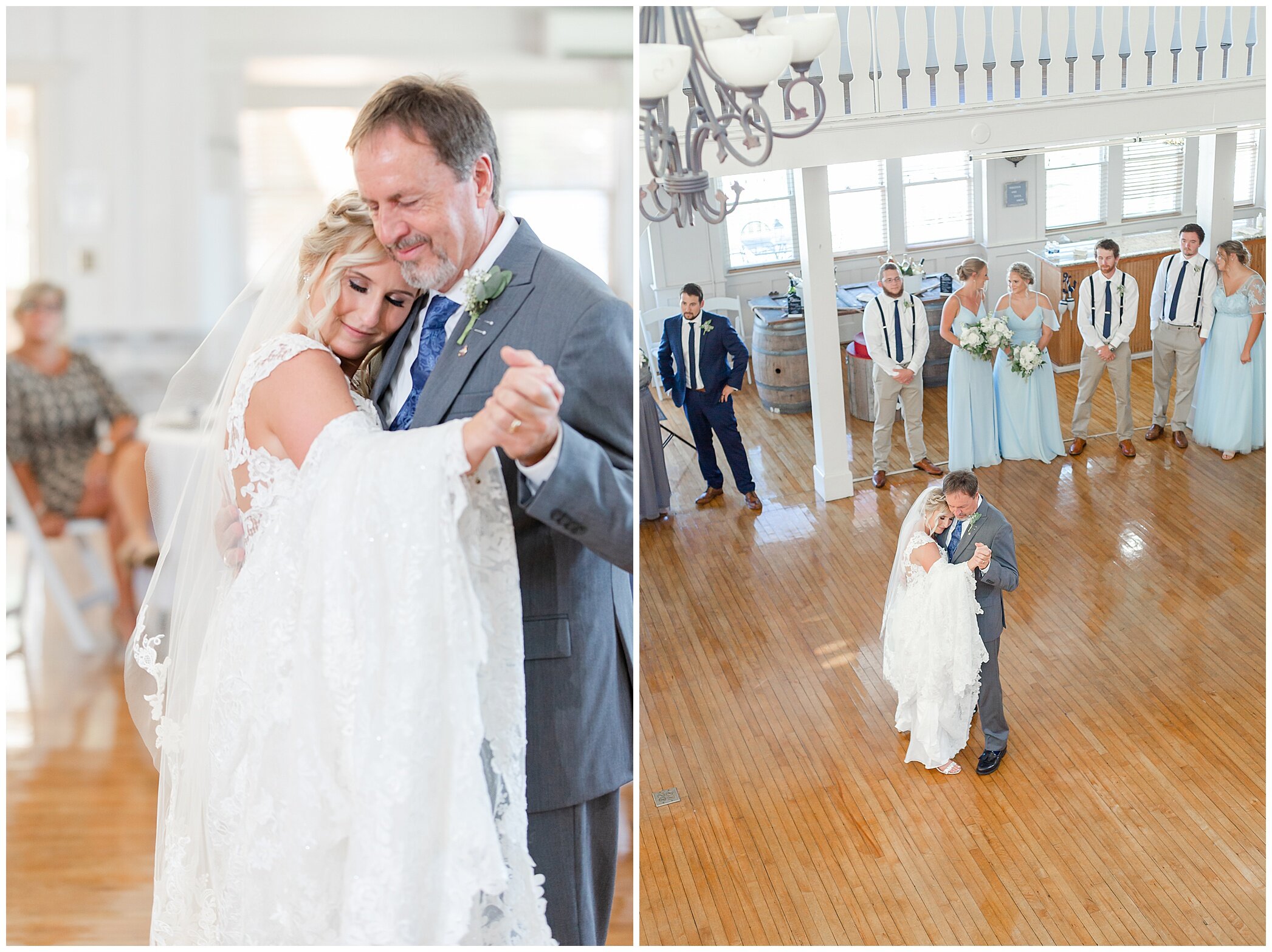 bride and dad dance during Planter's Club wedding reception