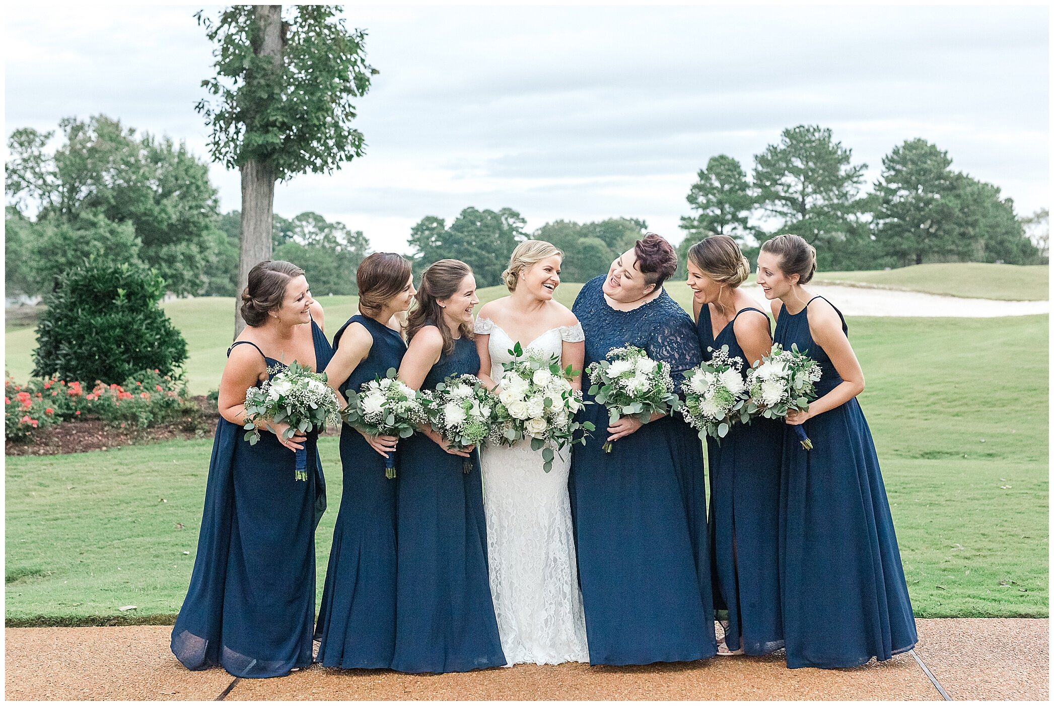Kiln Creek Golf Club and Resort wedding photos of bride with bridesmaids
