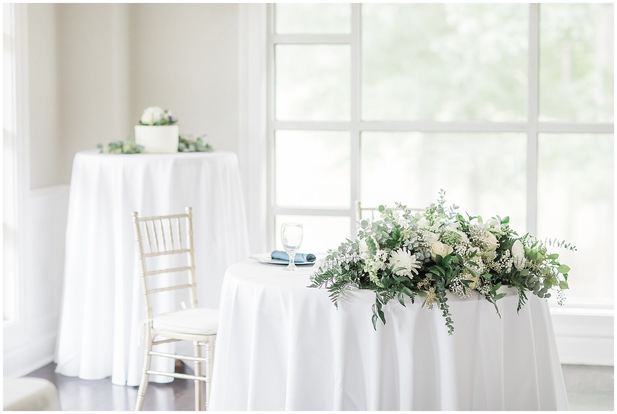Virginia wedding reception details for sweetheart table