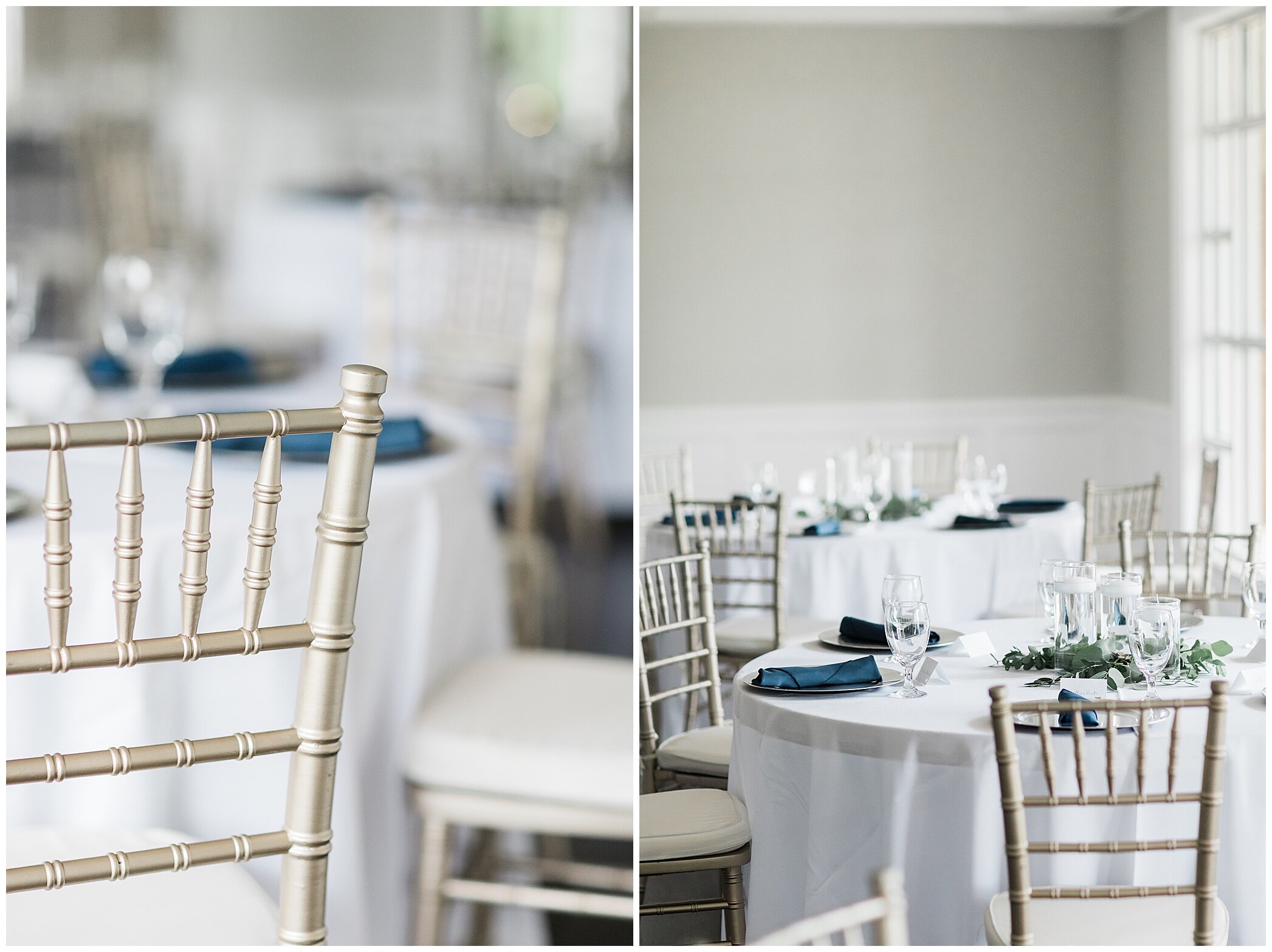 navy and gold details for Kiln Creek Golf Club and Resort wedding reception