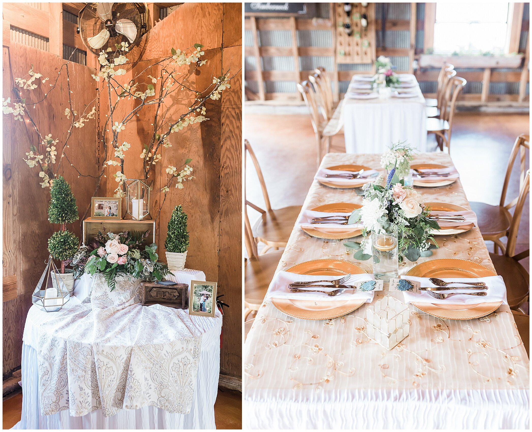 The Barn at Timberneck wedding reception details 
