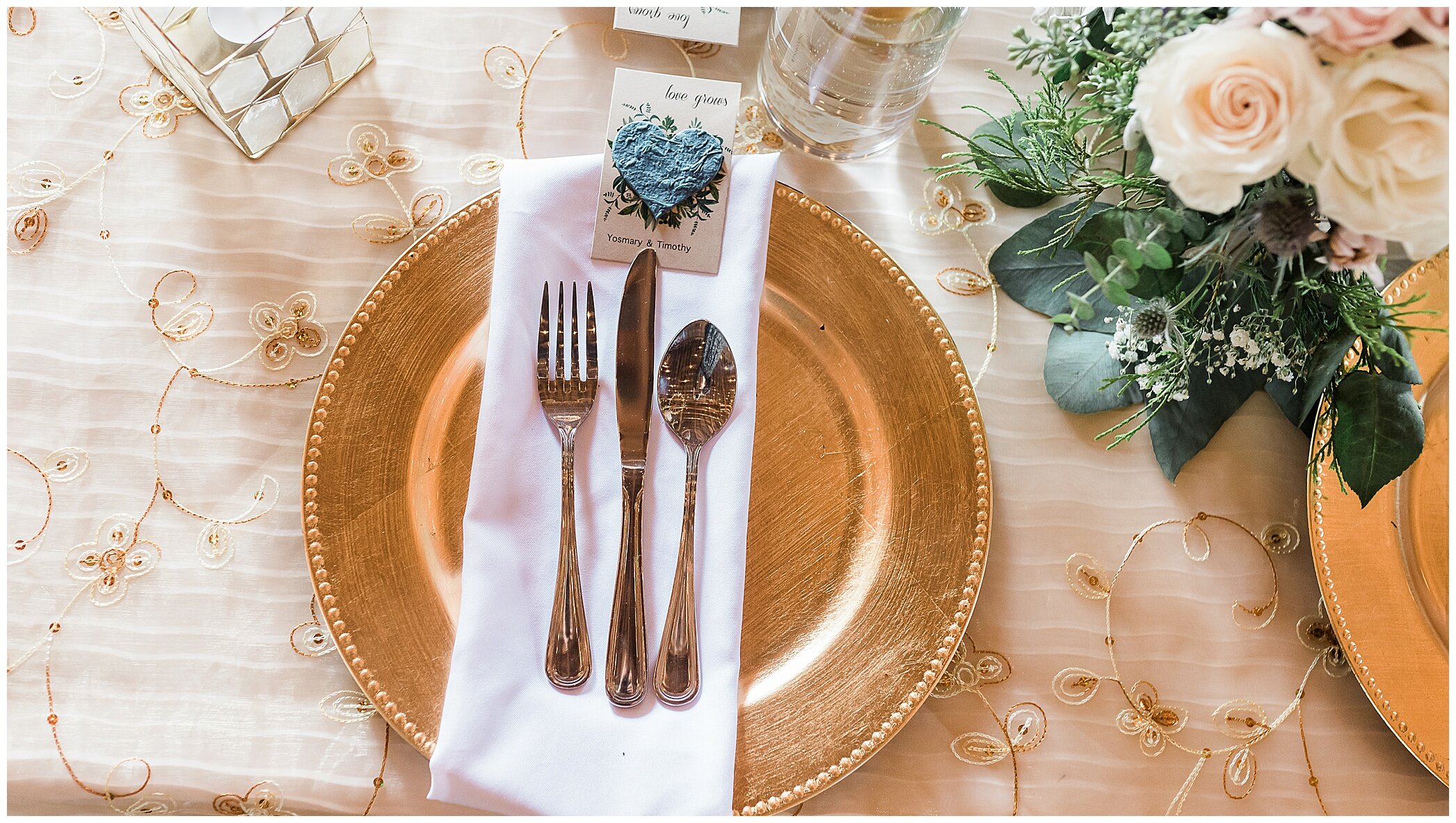 vintage inspired place settings for rustic wedding reception 