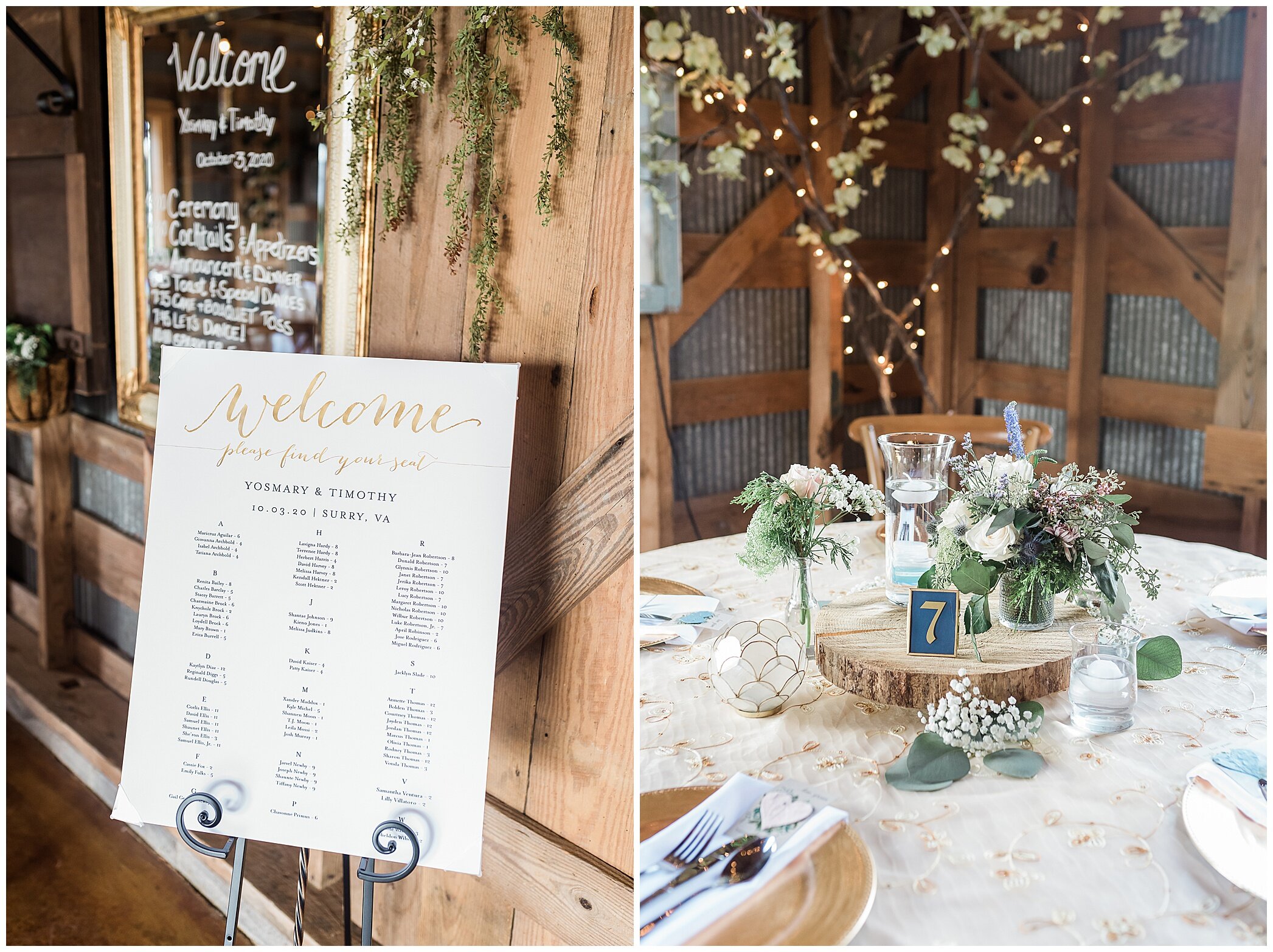 rustic wedding reception at The Barn at Timberneck