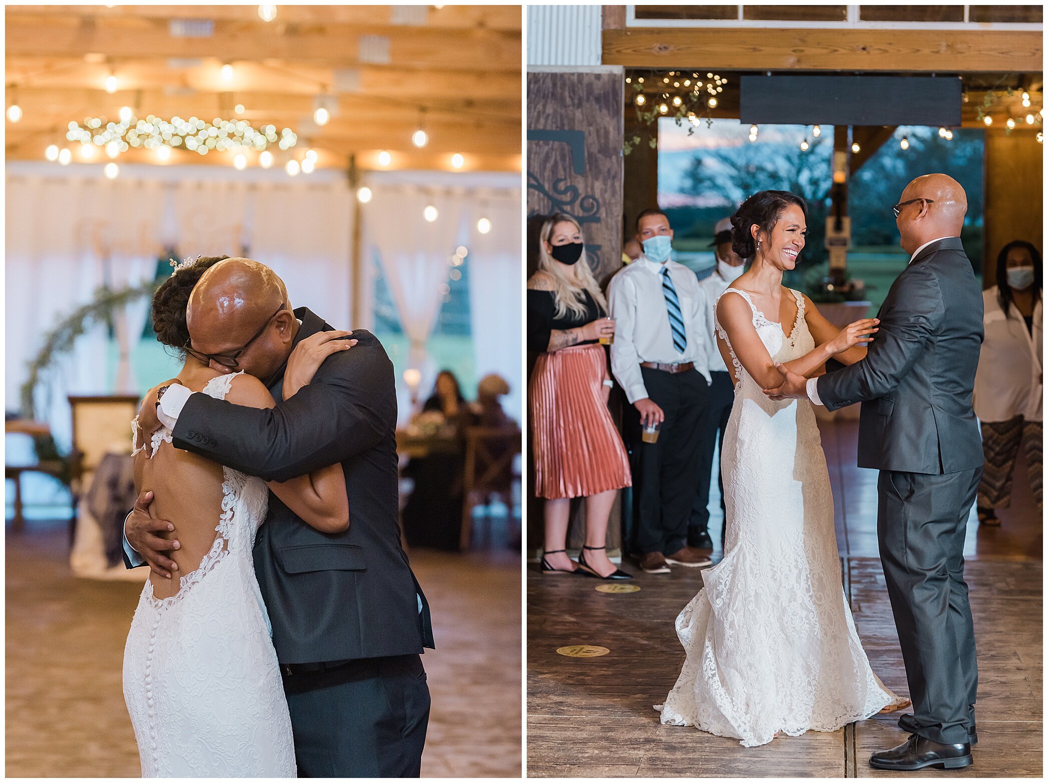 bride and dad dance during VA wedding reception